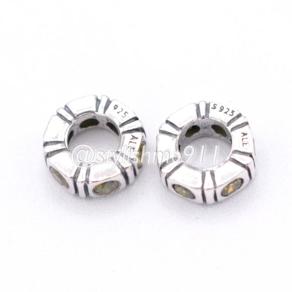 Two Authentic Pandora Trinity Green CZ Spacers - 790368GCZ - Picture 7 of 12